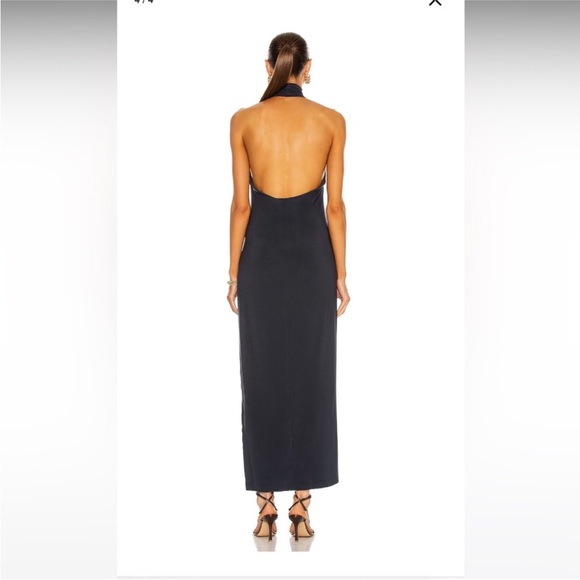 XL Norma Kamali Halter Turtle Side Slit Gown black - Picture 16 of 16